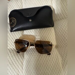 Ray-Ban Gold Frame Sunglasses with Brown Lenses